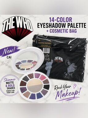 14-Color Eyeshadow Palette + Cosmetic Bag - Pink & Purple Shades